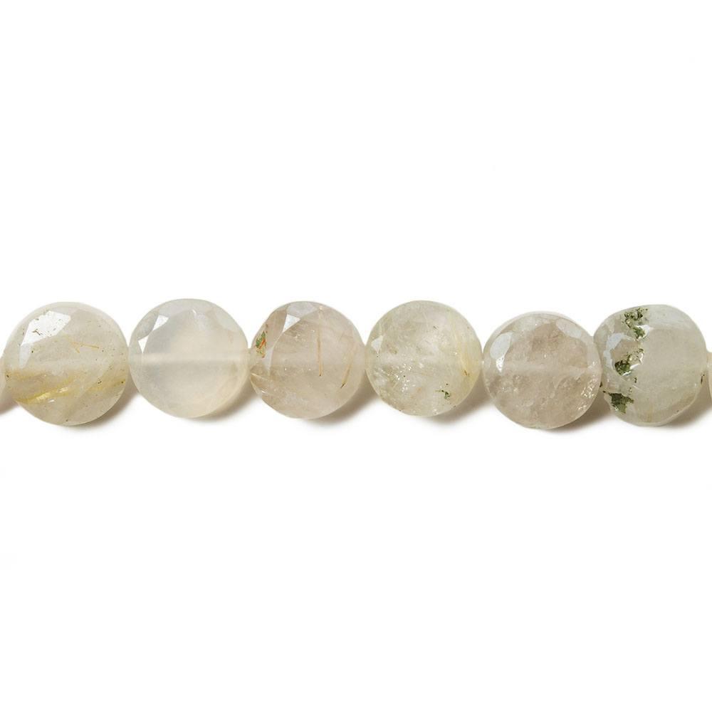 6-6.8mm Mystic Rutilated Quartz & Moonstone faceted coins 12.5 inch 48 Beads - The Bead Traders