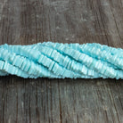 6-7.5mm Blue Opal Square Heishis 16 inch 150 beads - The Bead Traders