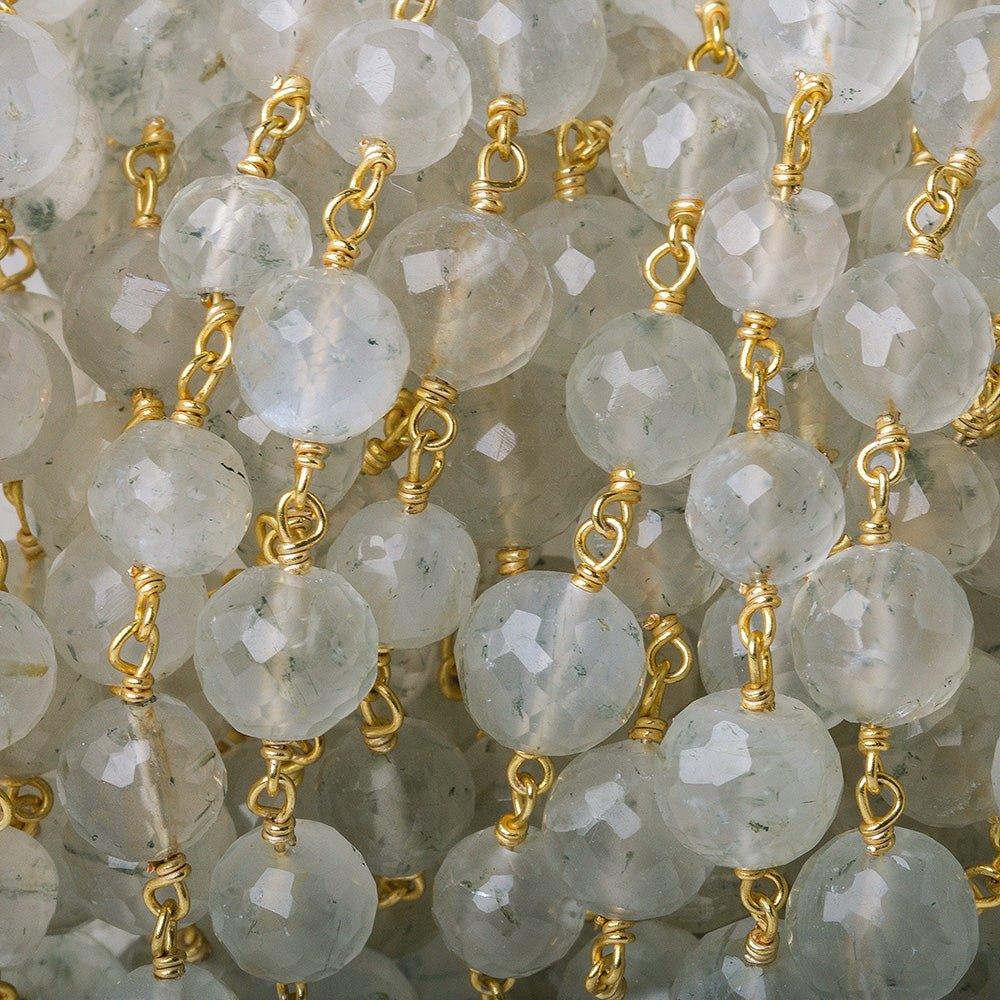 6-7.5mm Cream Moonstone faceted round Vermeil Chain by the foot 27 beads - The Bead Traders