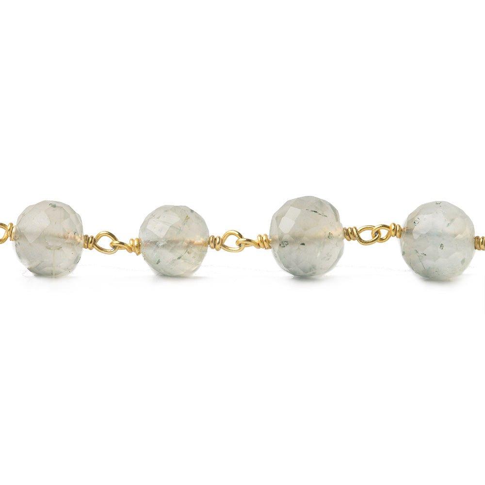 6-7.5mm Cream Moonstone faceted round Vermeil Chain by the foot 27 beads - The Bead Traders