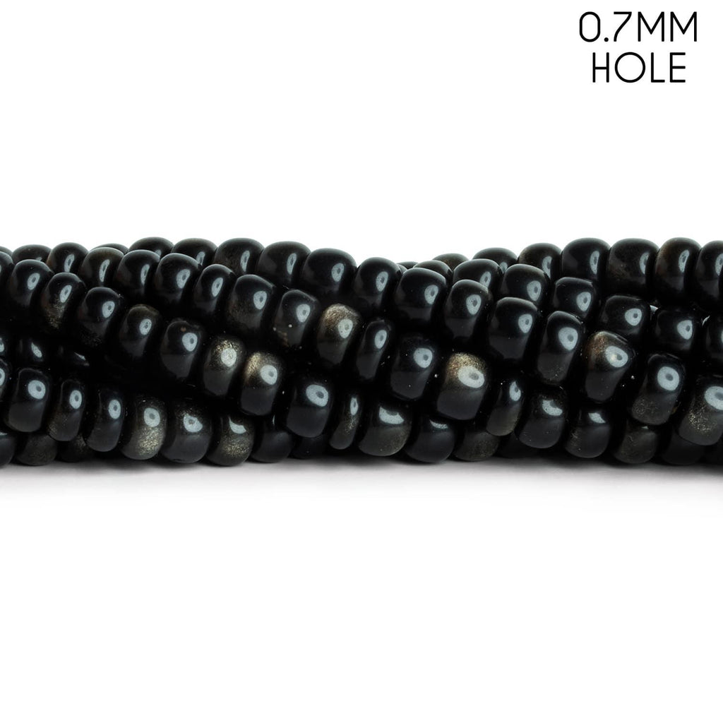 6-7.5mm Obsidian Plain Rondelles 16 inch 85 beads - The Bead Traders
