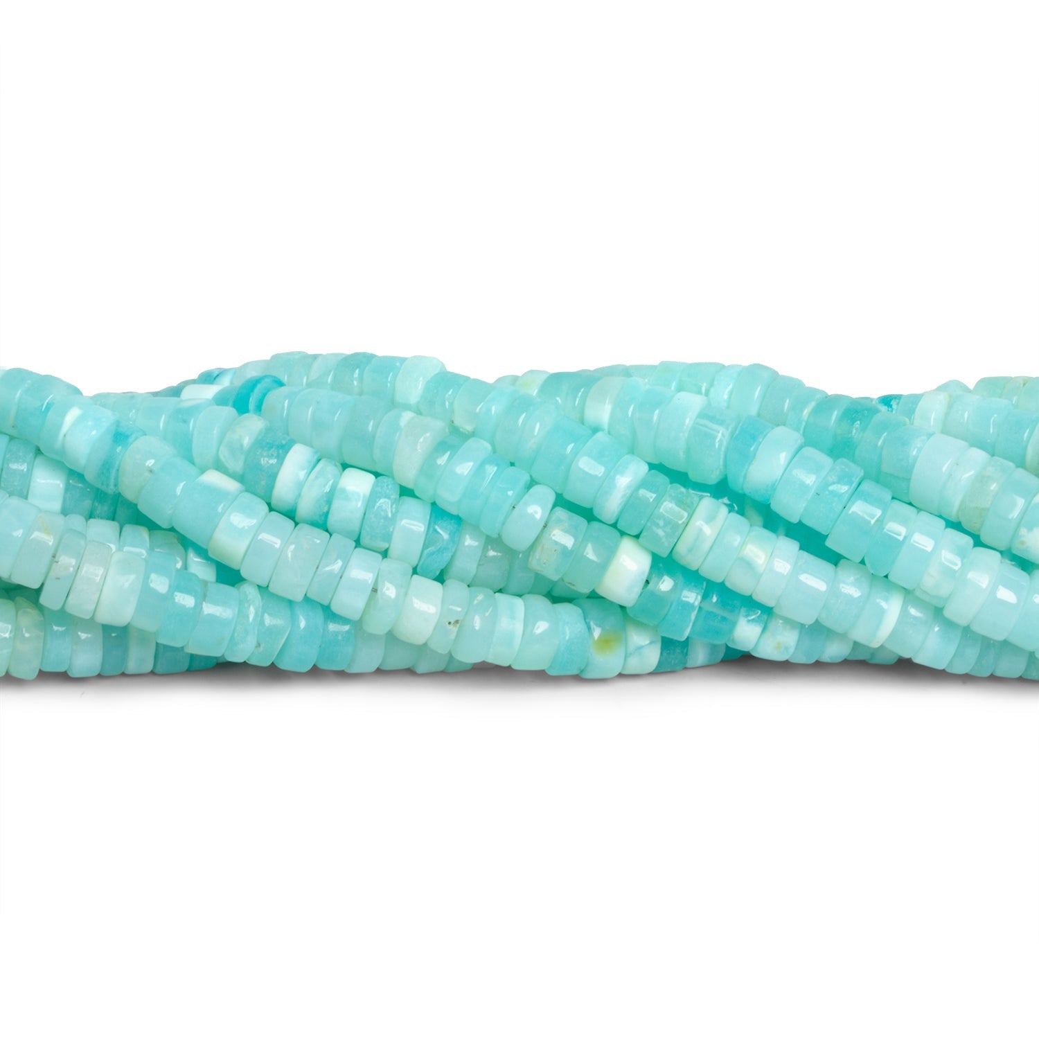 6-7mm Blue Opal Plain Heishis 16 inch 140 beads - The Bead Traders