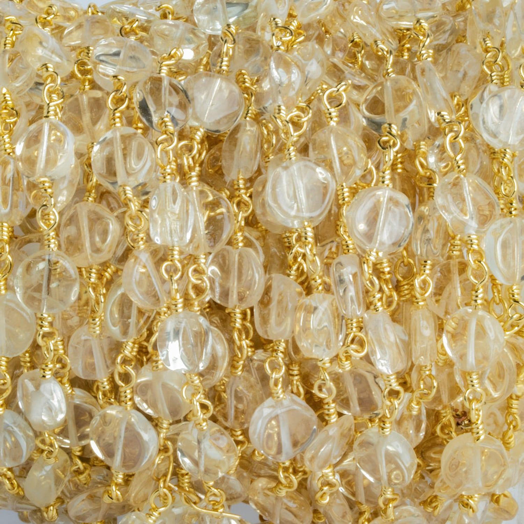 6-7mm Citrine Plain Coin Gold Chain 27 beads - The Bead Traders