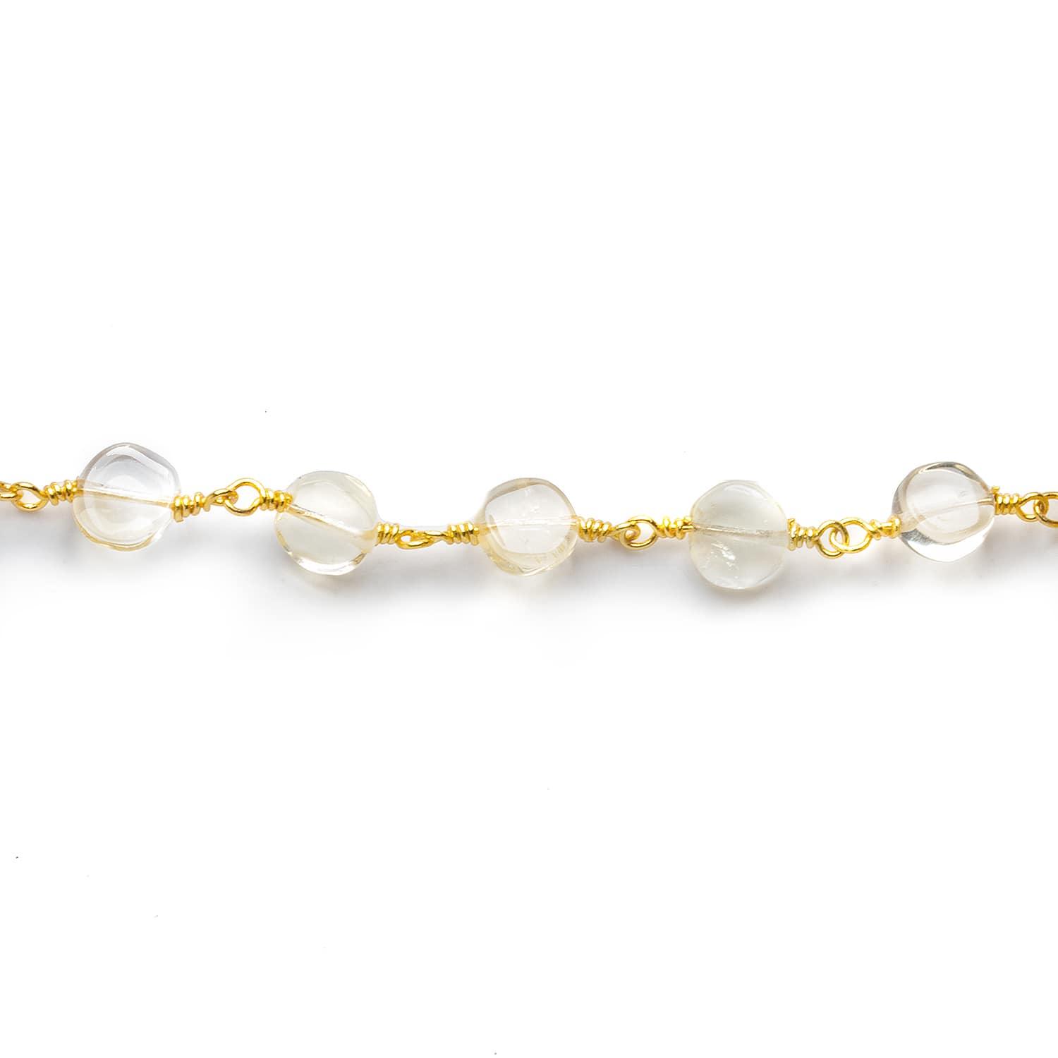 6-7mm Citrine Plain Coin Gold Chain 27 beads - The Bead Traders