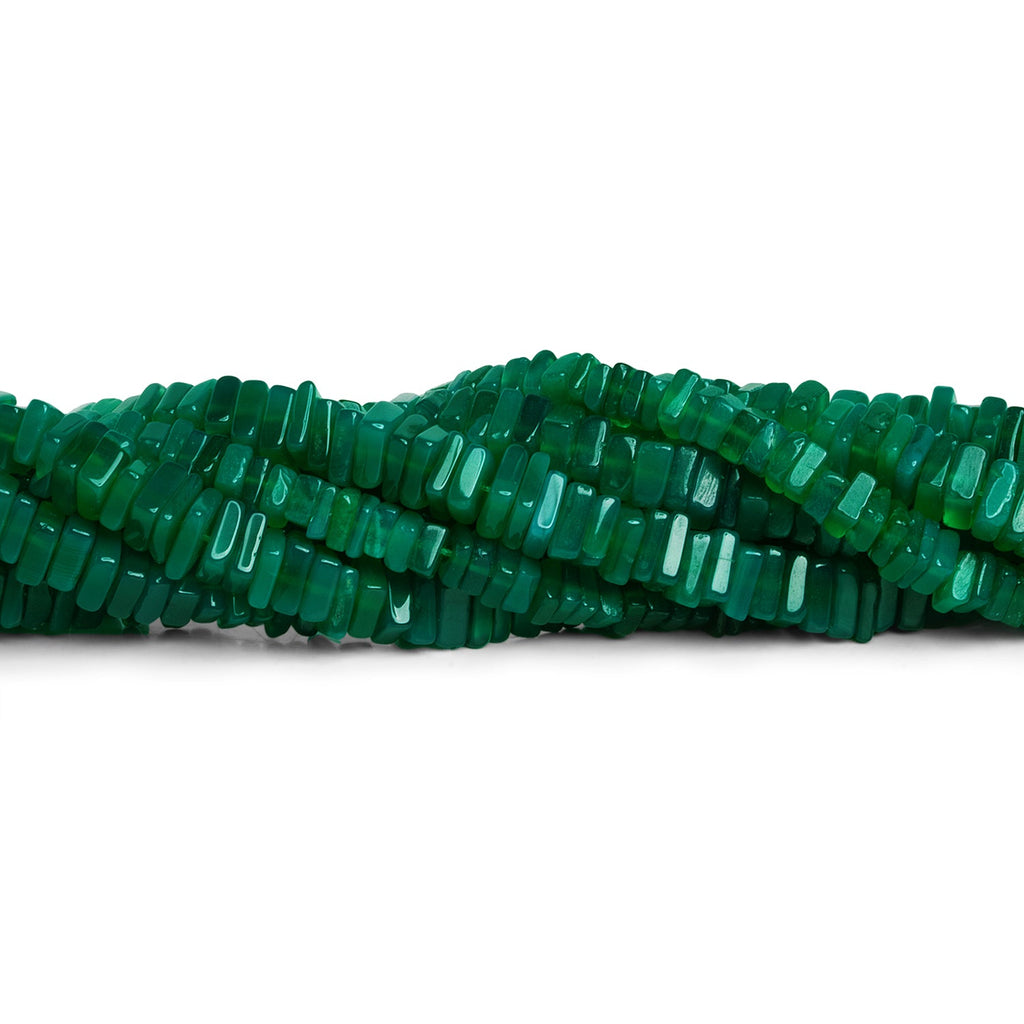 6-7mm Green Onyx Square Heishis 16 inch 170 beads - The Bead Traders