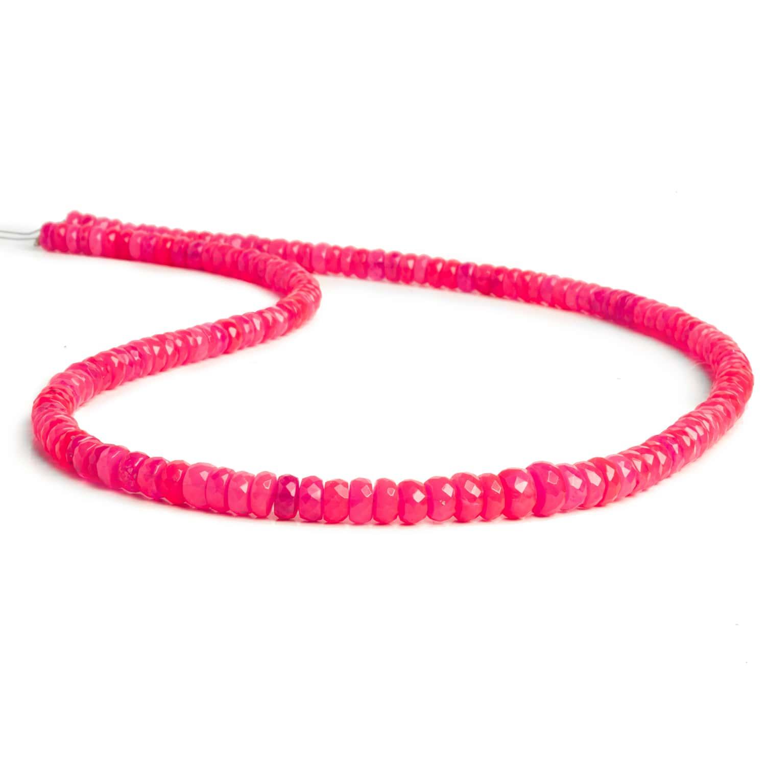 6-7mm Hot Pink Ethiopian Opal Faceted Rondelles 17 inch 165pcs - The Bead Traders