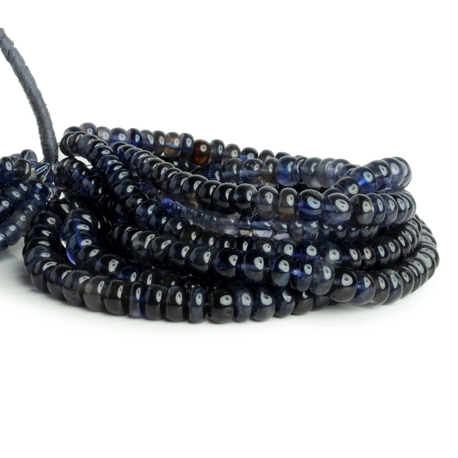 6-7mm Iolite Plain Rondelles 16 inch 95 beads - The Bead Traders