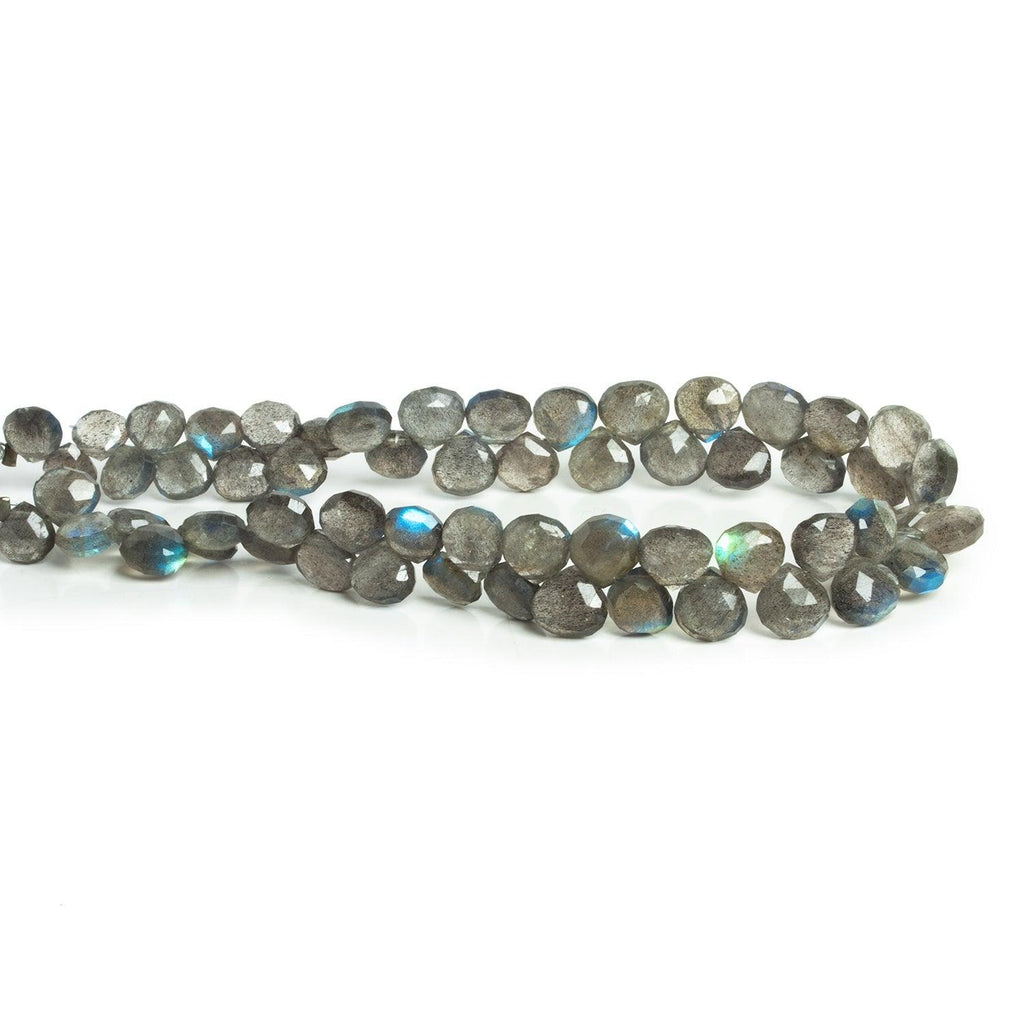 6-7mm Labradorite Faceted Hearts 9 inch 55 beads - The Bead Traders