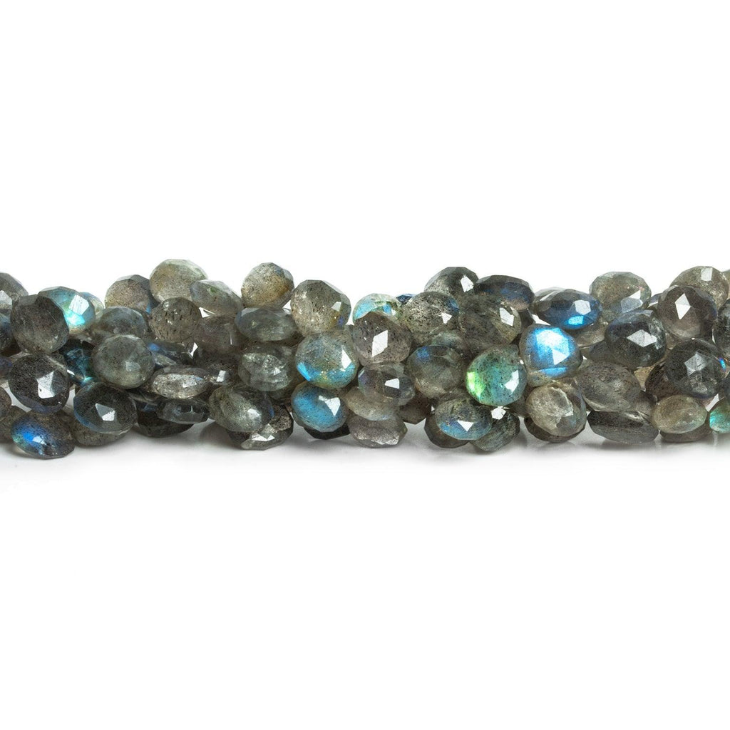 6-7mm Labradorite Faceted Hearts 9 inch 55 beads - The Bead Traders