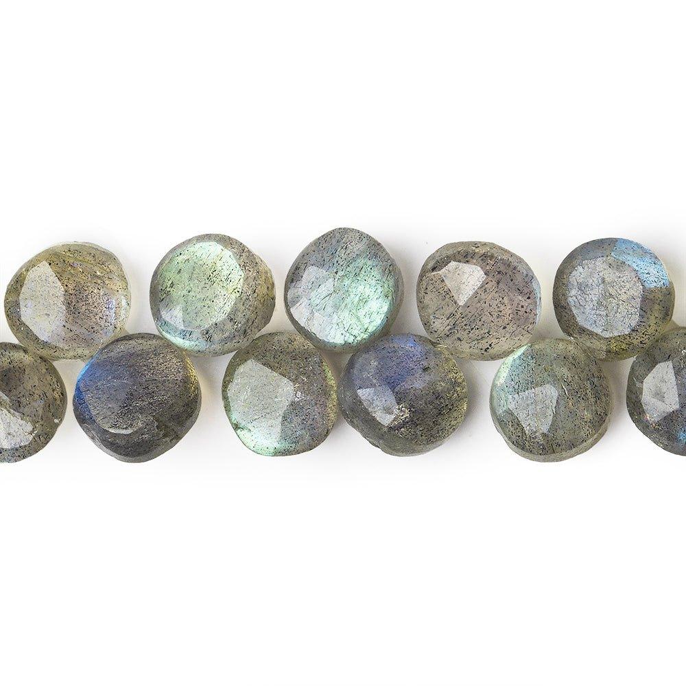 6-7mm Labradorite Top Drilled Faceted Coin Beads 8 inch 54 pieces - The Bead Traders