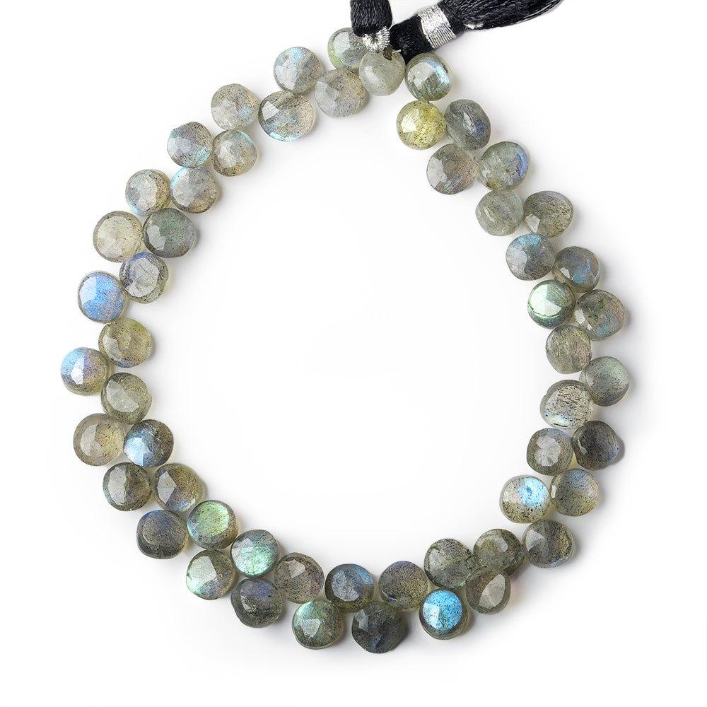 6-7mm Labradorite Top Drilled Faceted Coin Beads 8 inch 54 pieces - The Bead Traders