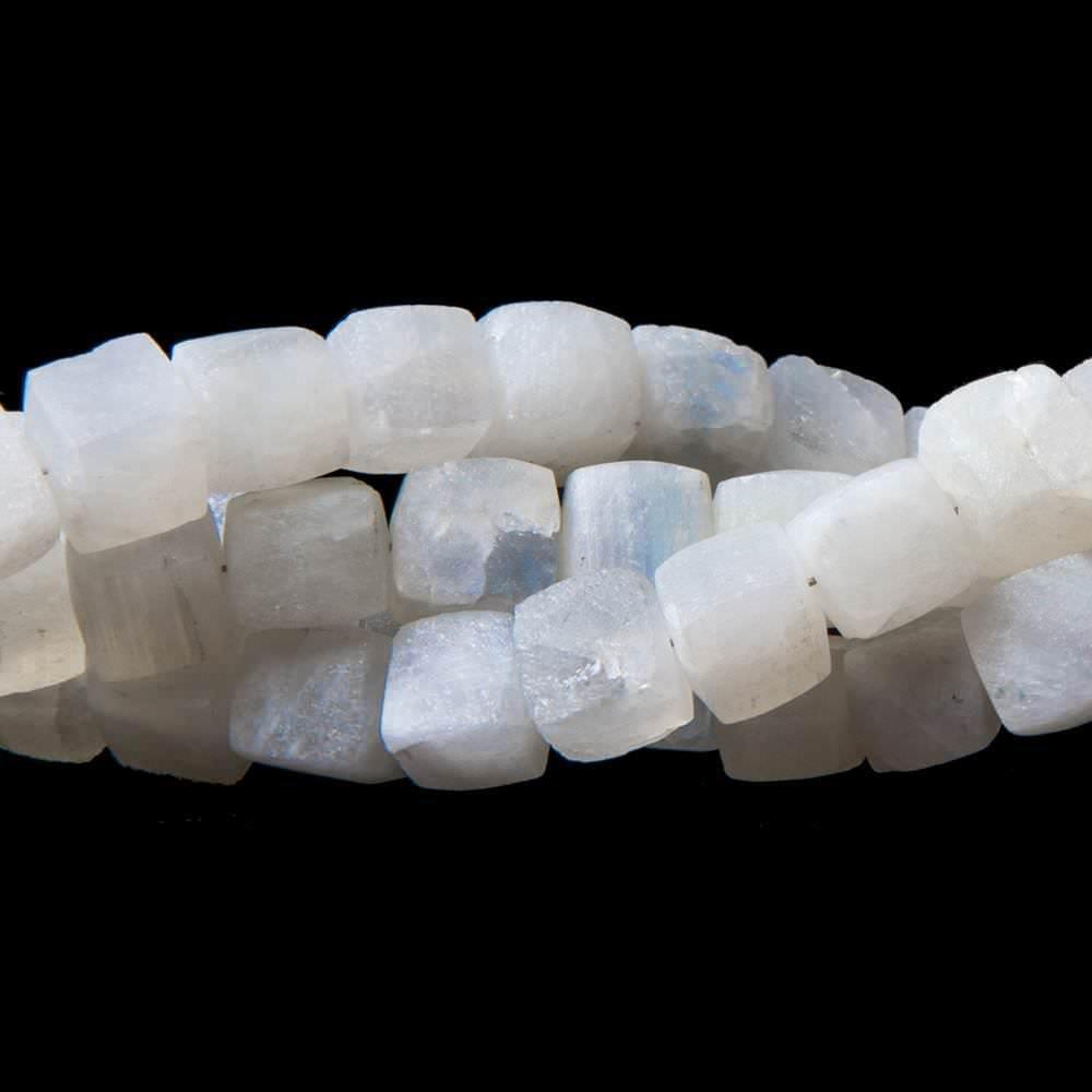 6-7mm Matte Rainbow Moonstone Plain Cubes 7.5 inch 25 beads - The Bead Traders