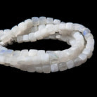 6-7mm Matte Rainbow Moonstone Plain Cubes 7.5 inch 25 beads - The Bead Traders