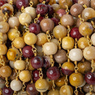 6-7mm Moukaite Jasper plain round Gold plated Chain by the foot 26 beads - The Bead Traders