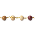 6-7mm Moukaite Jasper plain round Gold plated Chain by the foot 26 beads - The Bead Traders