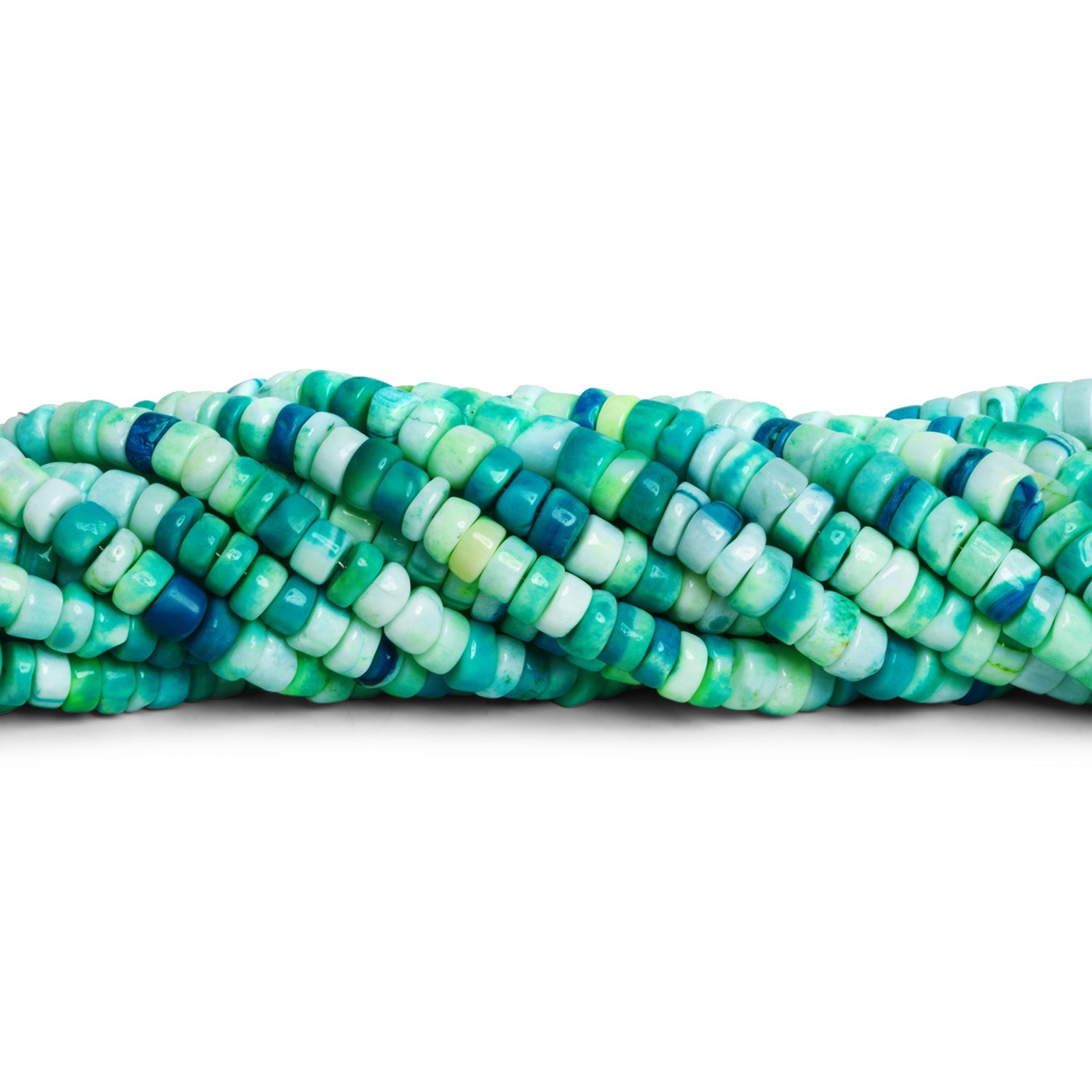 6-7mm Multi Teal Opal Plain Heishis 16 inch 115 beads - The Bead Traders