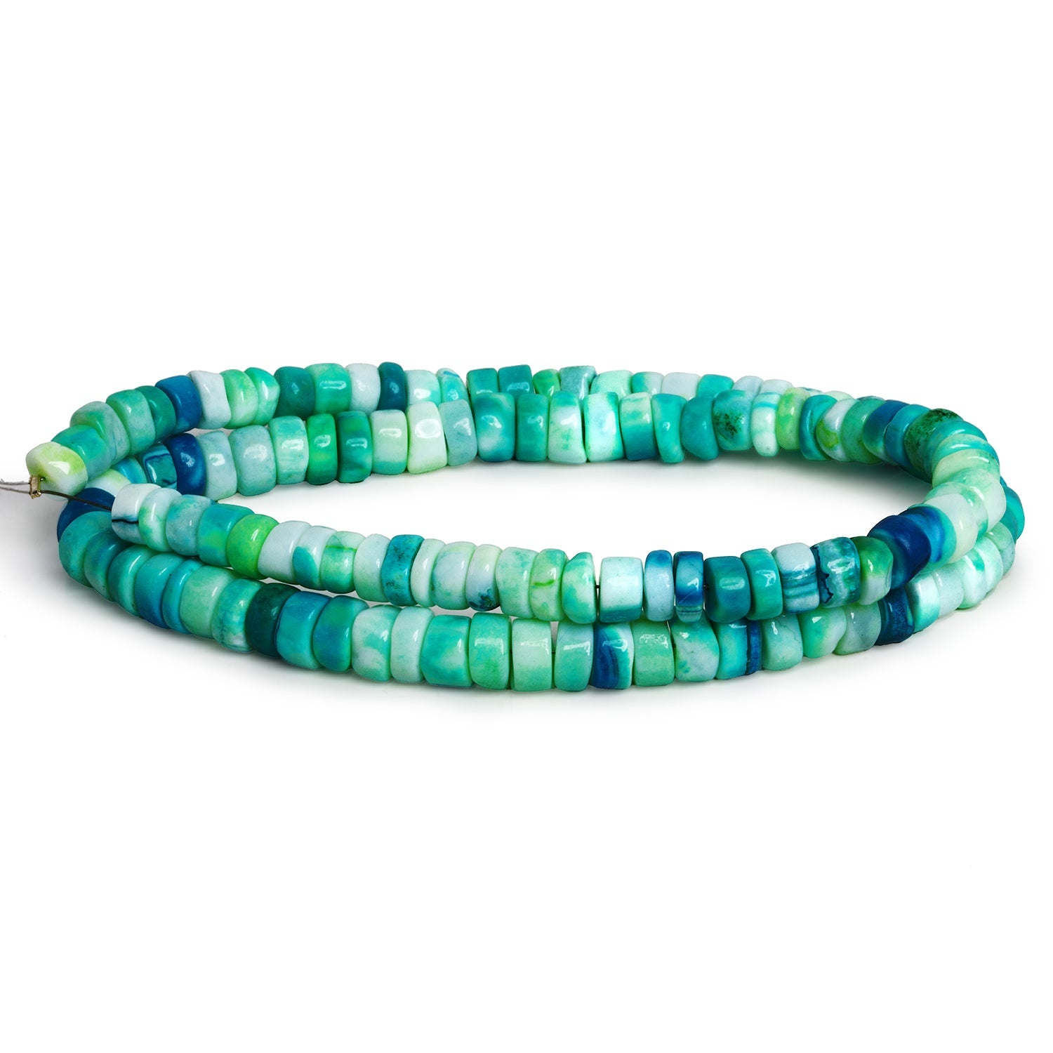 6-7mm Multi Teal Opal Plain Heishis 16 inch 115 beads - The Bead Traders