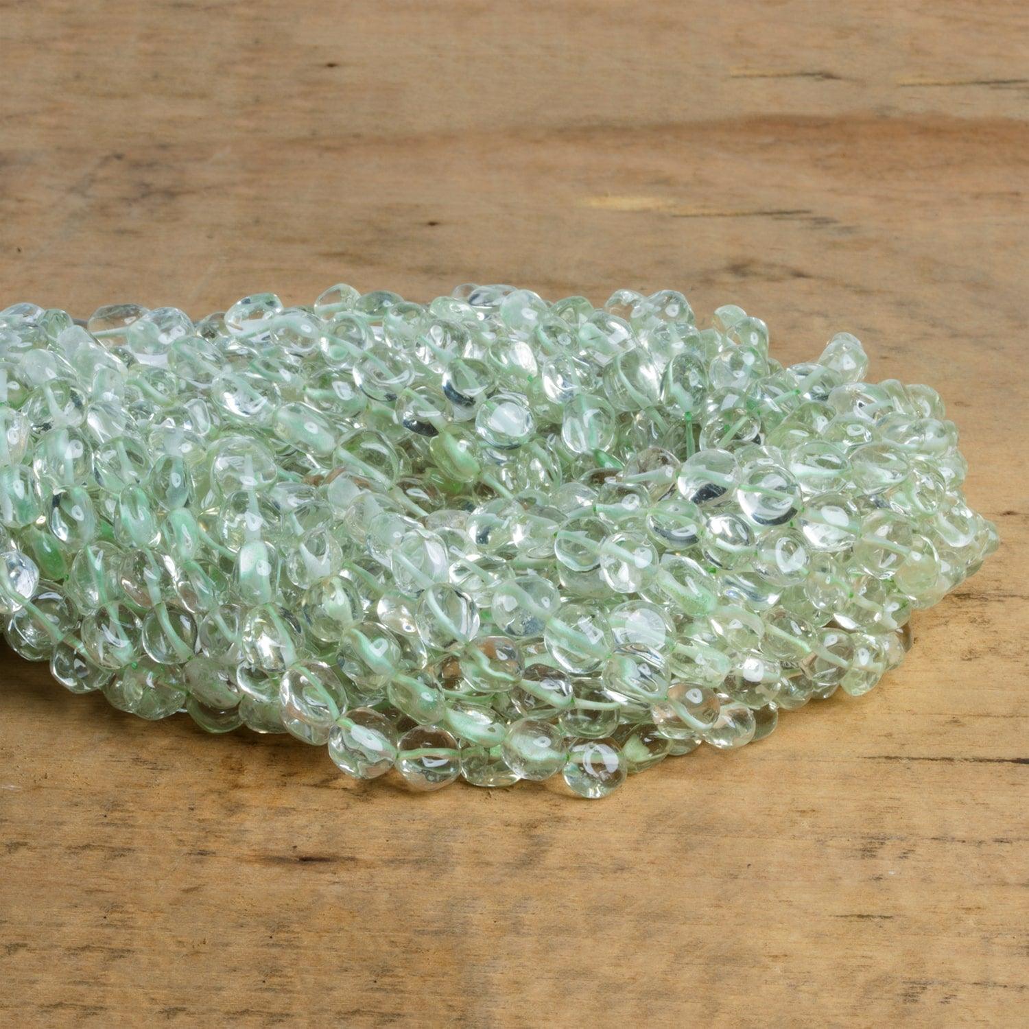 6-7mm Prasiolite plain coin Beads 13 inch 48 pieces - The Bead Traders