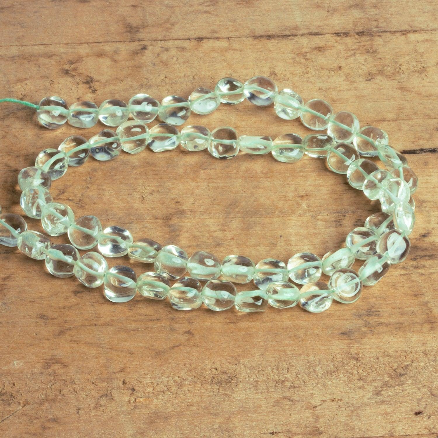 6-7mm Prasiolite plain coin Beads 13 inch 48 pieces - The Bead Traders