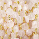 6-7mm Rose Quartz faceted coin Gold plated Chain by the foot 24 - The Bead Traders