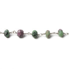 6-7mm Ruby in Zoisite faceted rondelle Silver plated Chain by the foot 32 beads - The Bead Traders