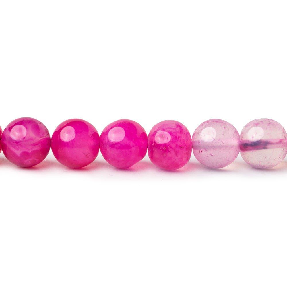 6 - 7mm Shaded Hot Pink Chalcedony Plain Round Beads 8 inch 35 pieces - The Bead Traders