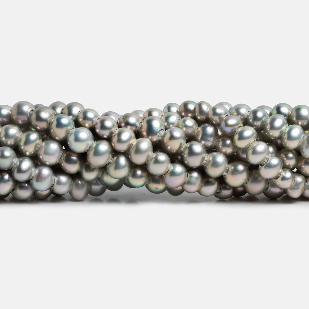 6-7mm Silver Large Hole Off Round Pearls 15 inch 70 pieces - The Bead Traders