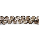 6-7mm Smoky Quartz Faceted Hearts 9 inch 61 beads - The Bead Traders