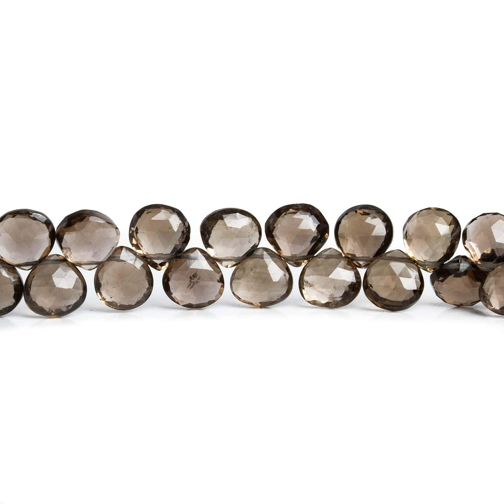 6-7mm Smoky Quartz Faceted Hearts 9 inch 61 beads - The Bead Traders