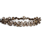 6-7mm Smoky Quartz Faceted Hearts 9 inch 61 beads - The Bead Traders