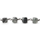6-7mm Tourmalinated Quartz Faceted Cube Black Gold plated Sterling Silver Chain 22 inch length - The Bead Traders