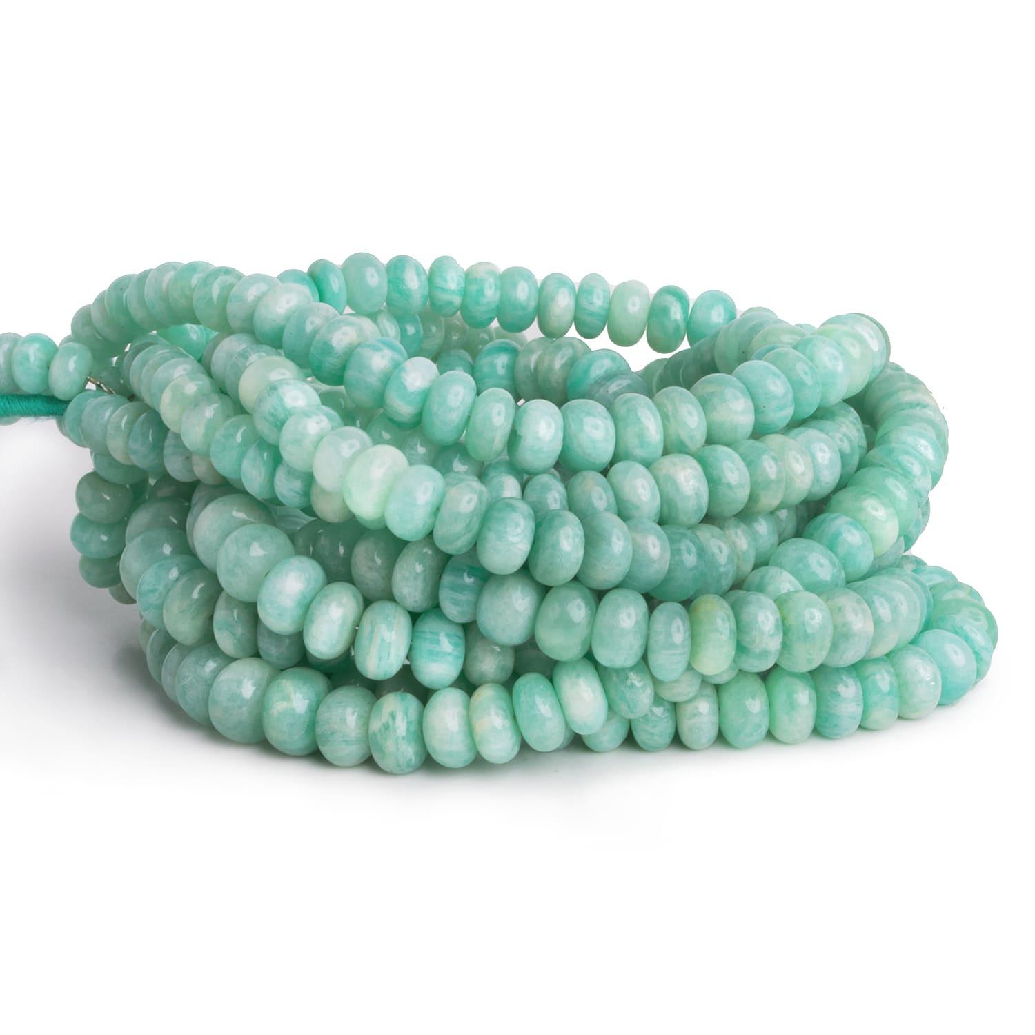 6-8mm Amazonite Plain Rondelles 16 inch 85 beads - The Bead Traders
