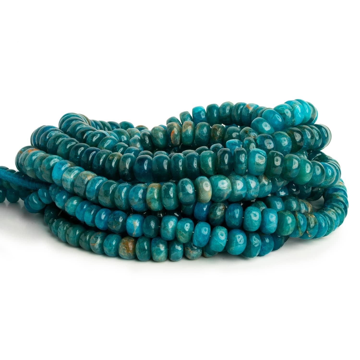 6-8mm Apatite Plain Rondelles 16 inch 80 beads - The Bead Traders