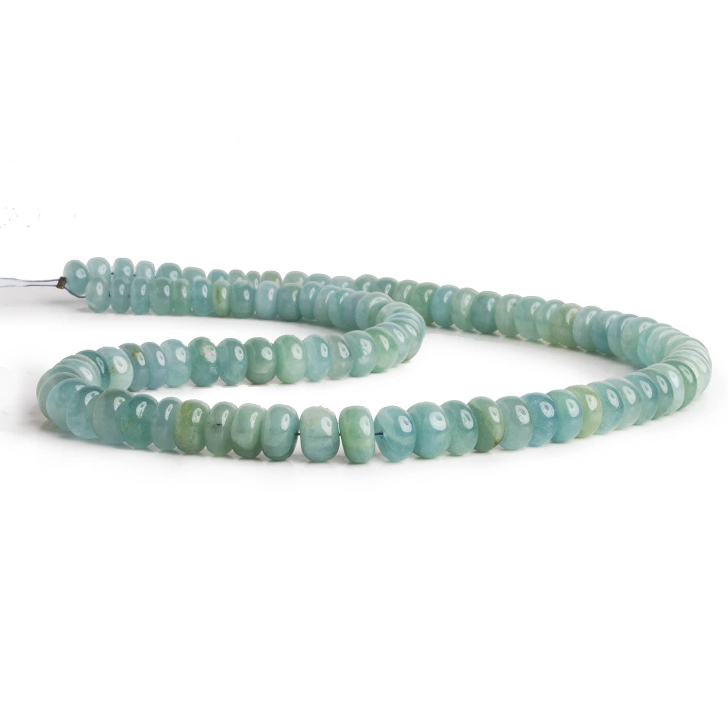 6-8mm Aquamarine Plain Rondelles 16 inch 85 beads - The Bead Traders