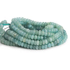 6-8mm Aquamarine Plain Rondelles 16 inch 85 beads - The Bead Traders