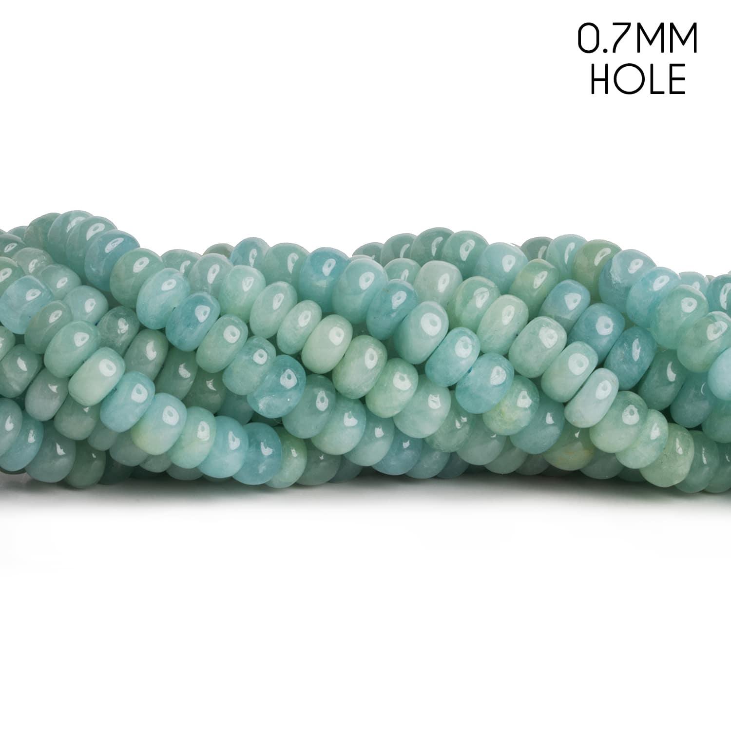 6-8mm Aquamarine Plain Rondelles 16 inch 85 beads - The Bead Traders