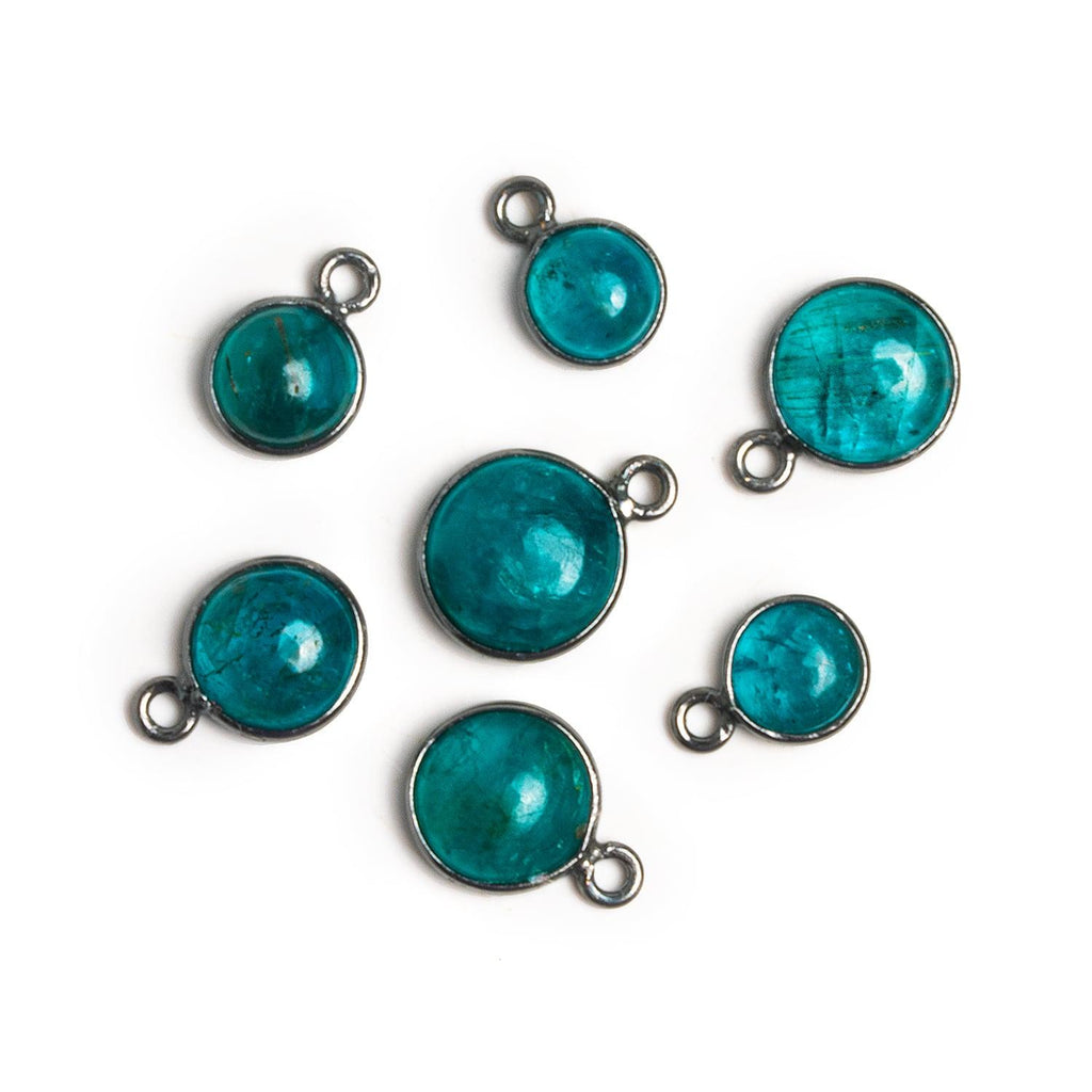 6-8mm Black Gold Bezeled Apatite Coin Pendant 1 Bead - The Bead Traders