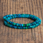 6-8mm Blue Green Opal Plain Heishis 16 inch 125 beads - The Bead Traders
