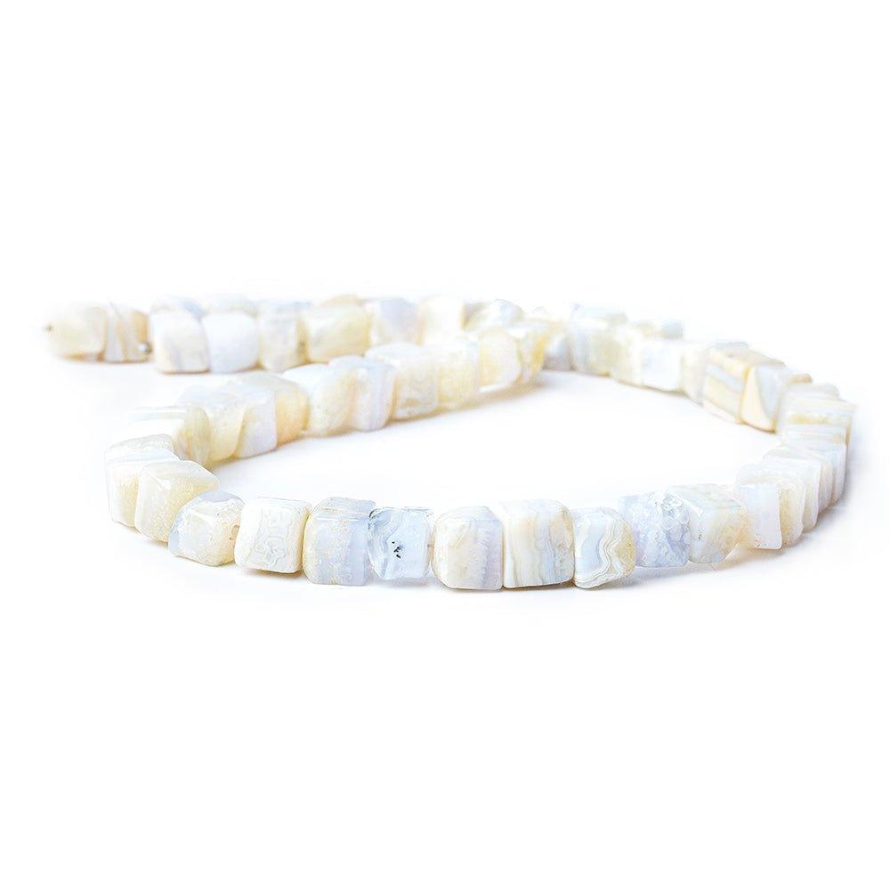 6-8mm Blue Lace Agate Plain Cube Beads 55 pieces - The Bead Traders