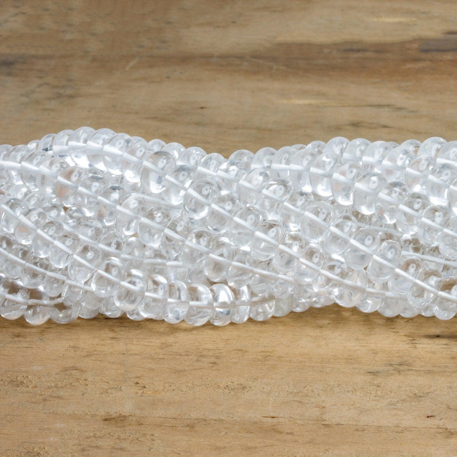 6-8mm Crystal Quartz Plain Rondelles 16 inch 80 beads - The Bead Traders