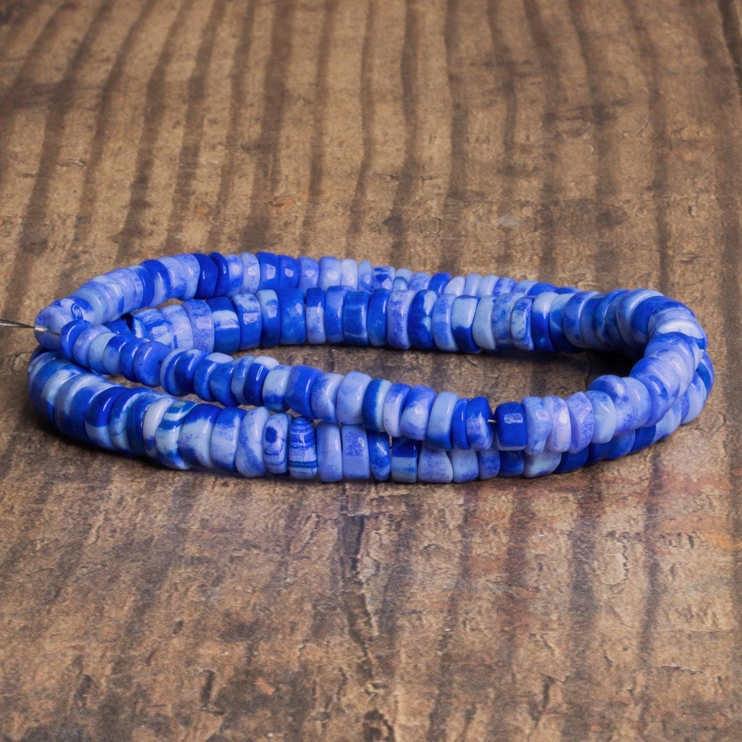6-8mm Deep Blue Opal Plain Heishis 16 inch 135 beads - The Bead Traders