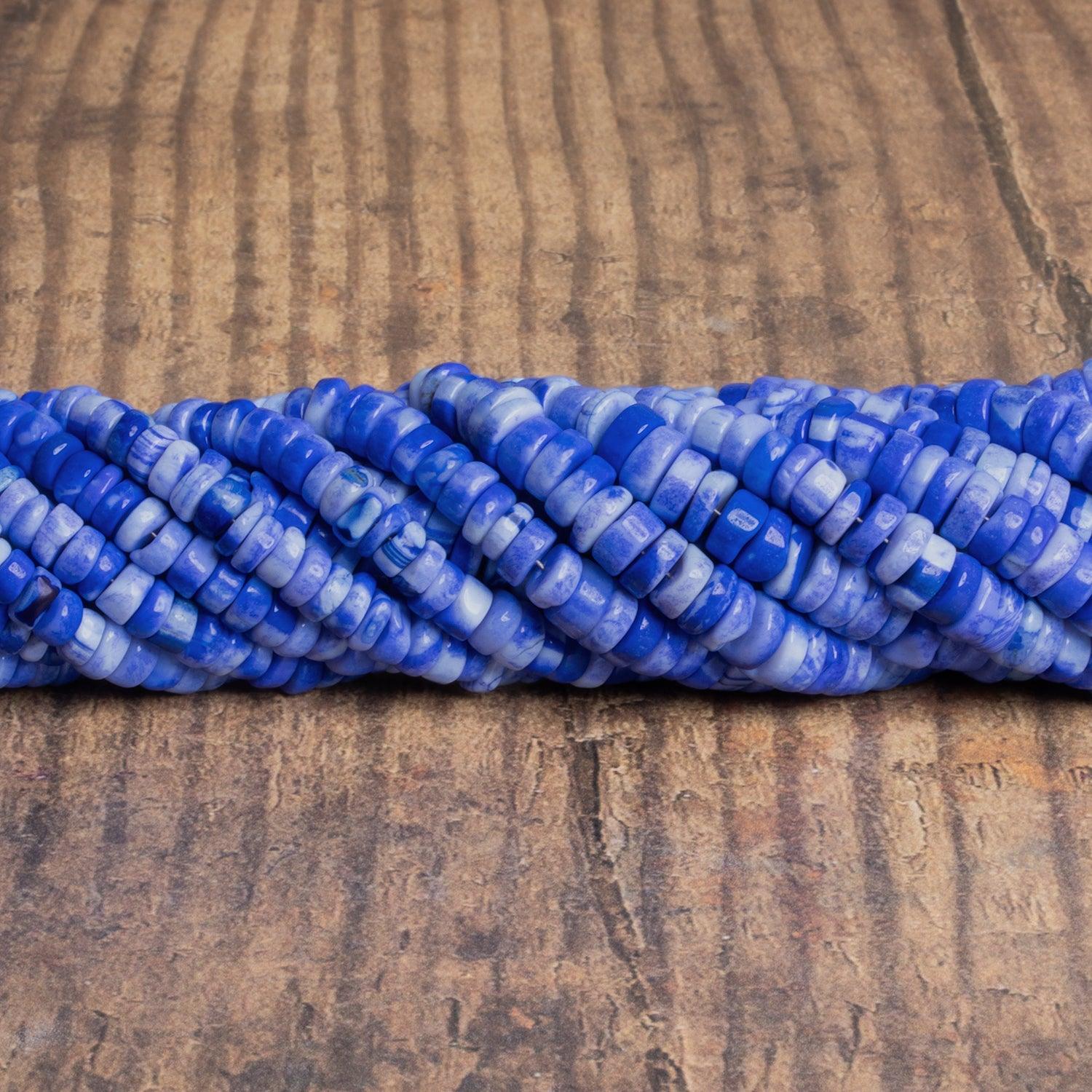 6-8mm Deep Blue Opal Plain Heishis 16 inch 135 beads - The Bead Traders