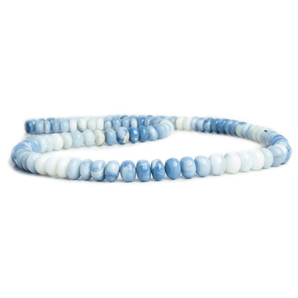 6-8mm Denim Blue Opal Plain Rondelle Beads 18 inch 100pcs - The Bead Traders