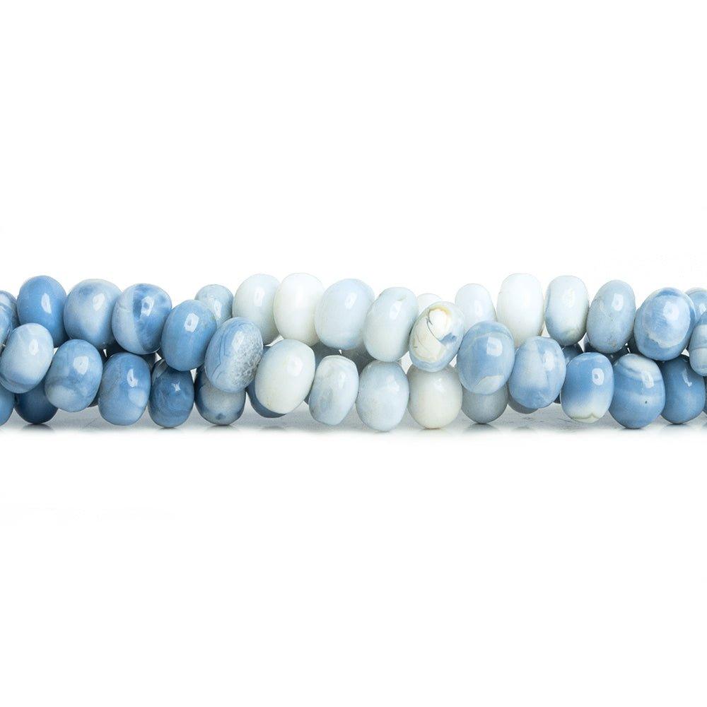 6-8mm Denim Blue Opal Plain Rondelle Beads 18 inch 100pcs - The Bead Traders