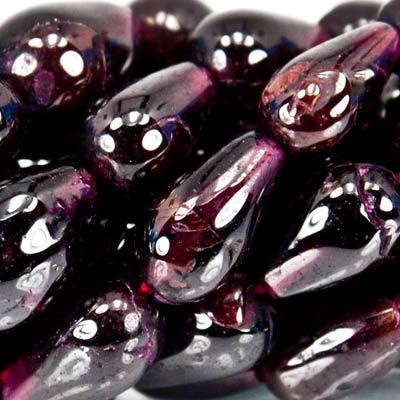 6-8mm Garnet Plain Straight Drilled Teardrop Beads, 16 inch - The Bead Traders
