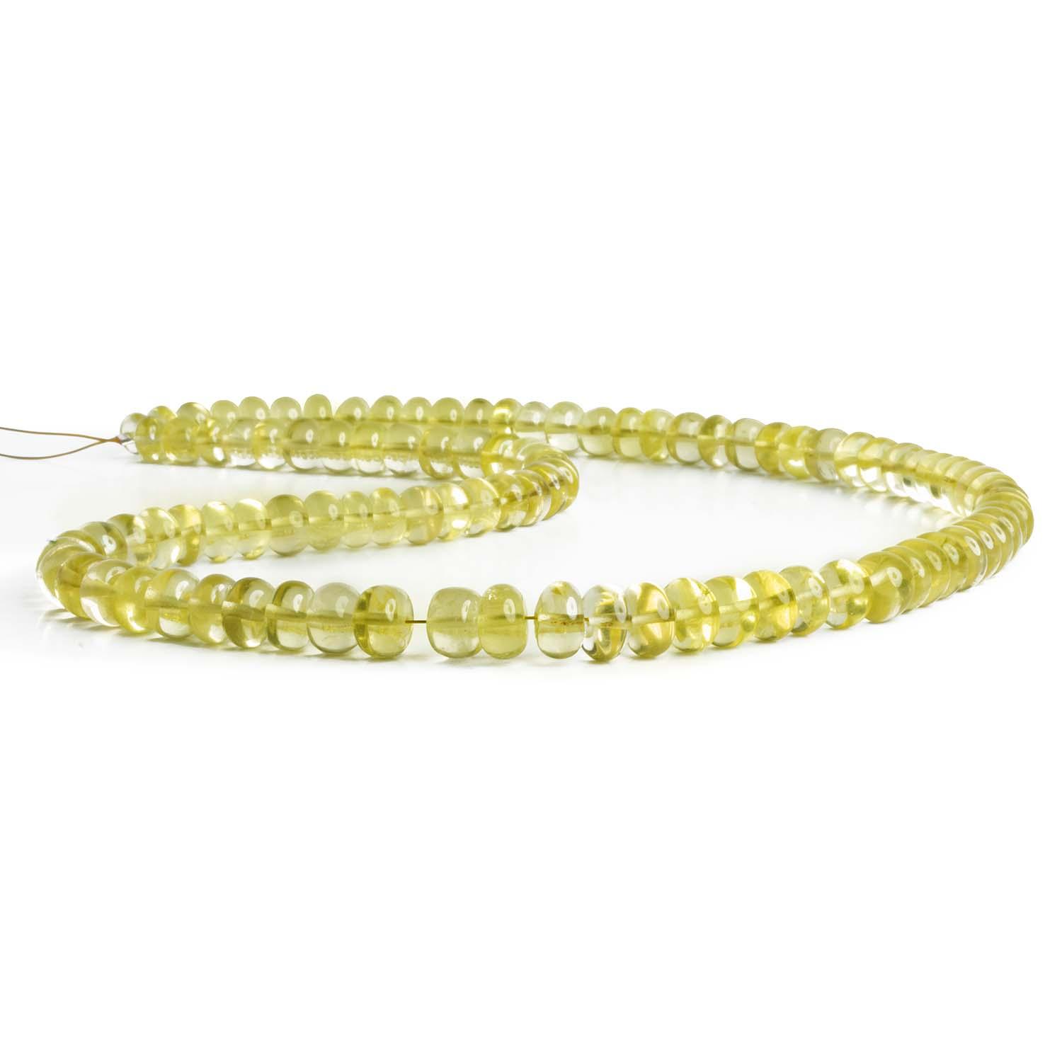 6-8mm Lemon Quartz Plain Rondelles 16 inch 80 beads - The Bead Traders