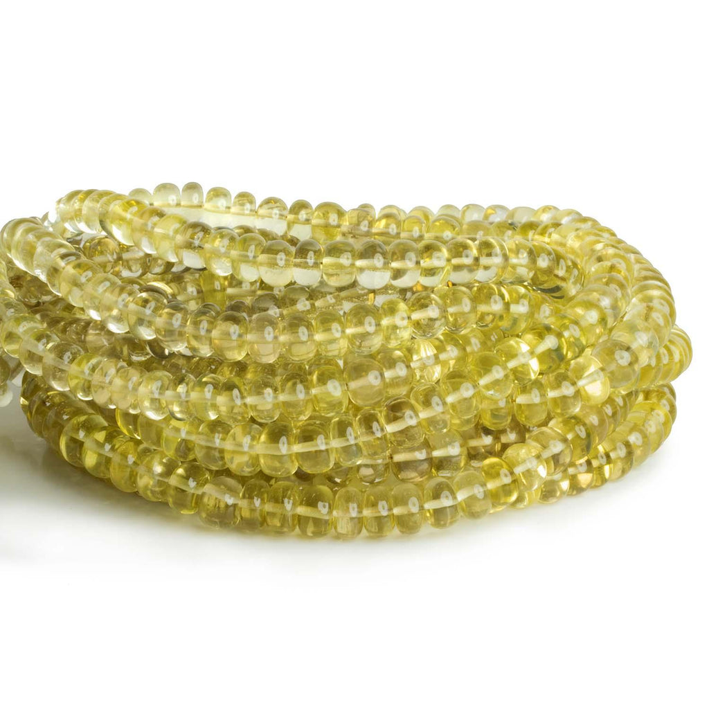 6-8mm Lemon Quartz Plain Rondelles 16 inch 80 beads - The Bead Traders