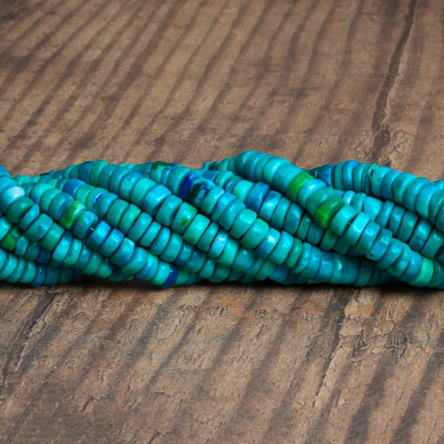 6-8mm Light Blue Green Opal Plain Heishis 16 inch 135 beads - The Bead Traders