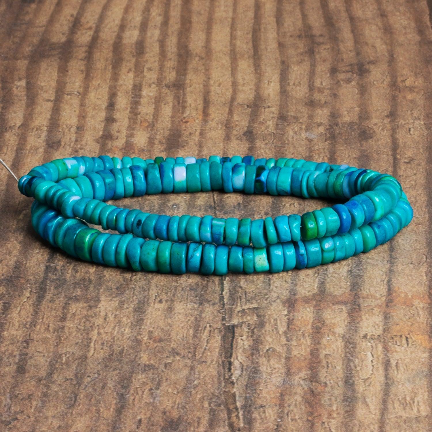 6-8mm Light Blue Green Opal Plain Heishis 16 inch 135 beads - The Bead Traders