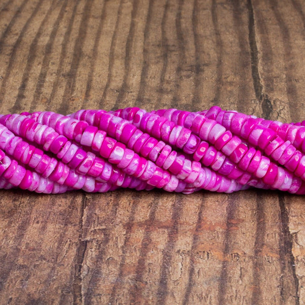 6-8mm Magenta Opal Plain Heishis 16 inch 135 beads